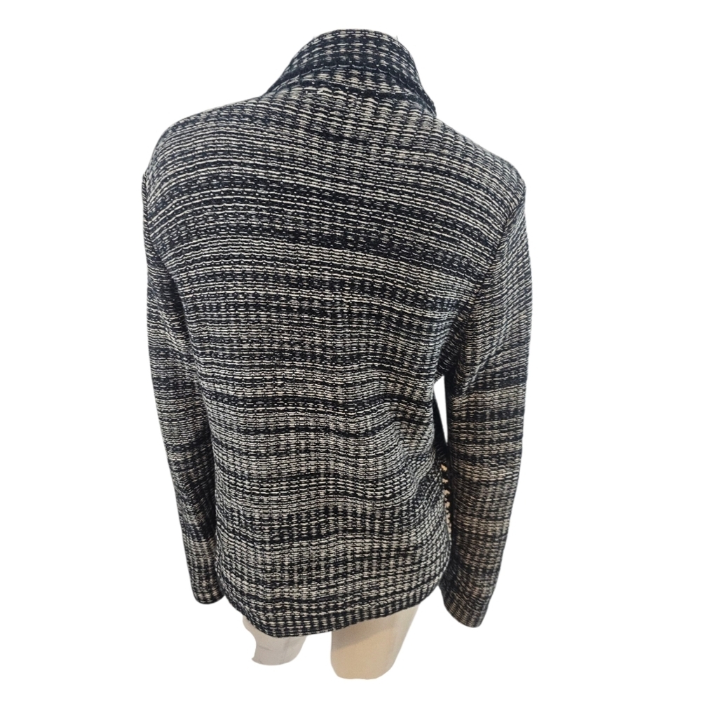Chaps by Ralph Lauren Size L Black and White Textured Cardigan - Picture 3 of 7